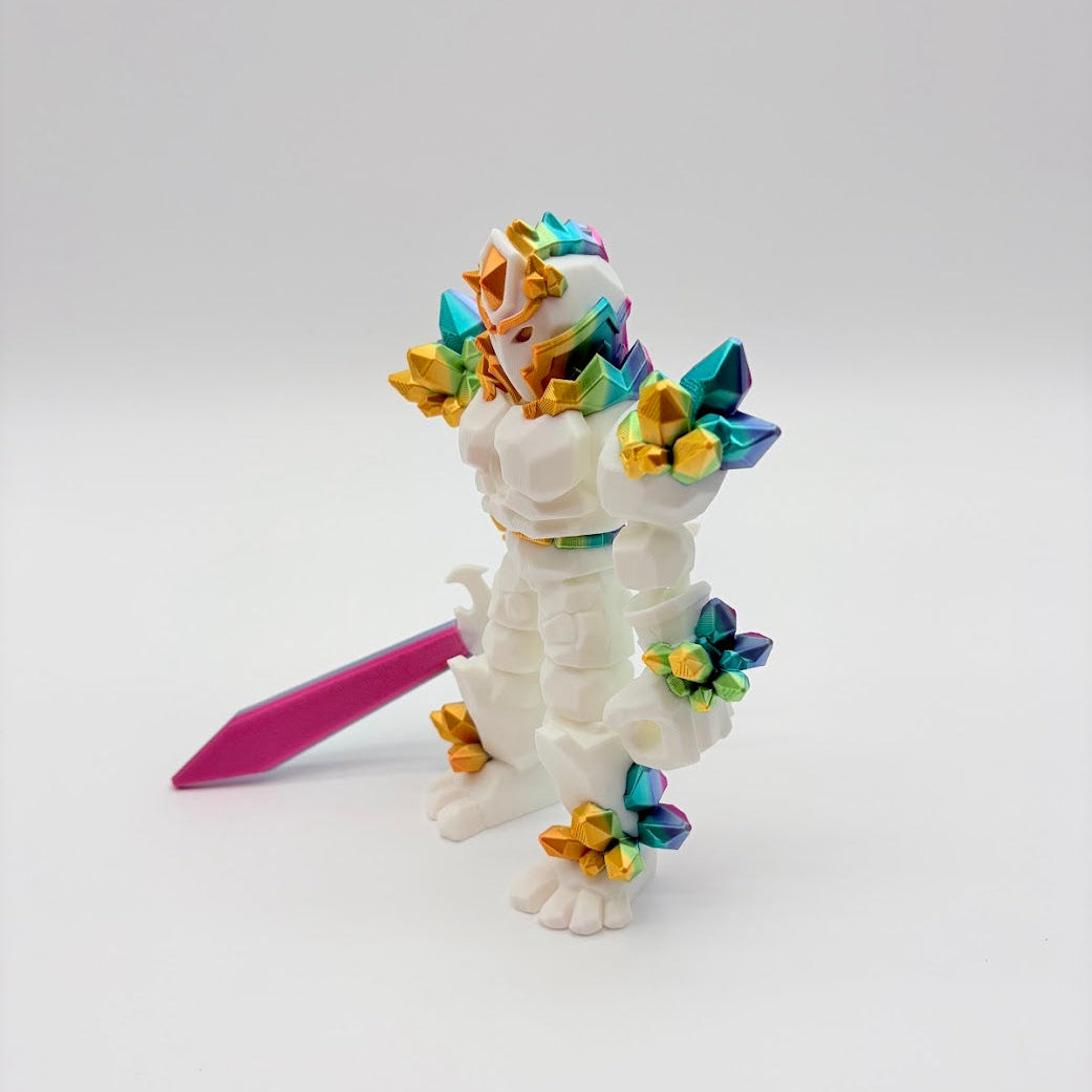 7” Crystal Warrior Articulated Figure | Posable Fantasy Warrior + Removable Sword