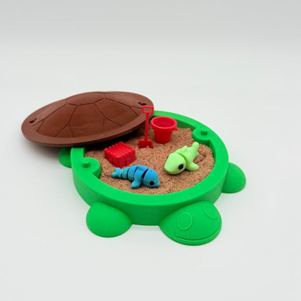 Turtle Desktop Sandbox – 3D Printed Mini Beach with Kinetic Sand