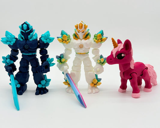 7” Crystal Warrior Articulated Figure | Posable Fantasy Warrior + Removable Sword