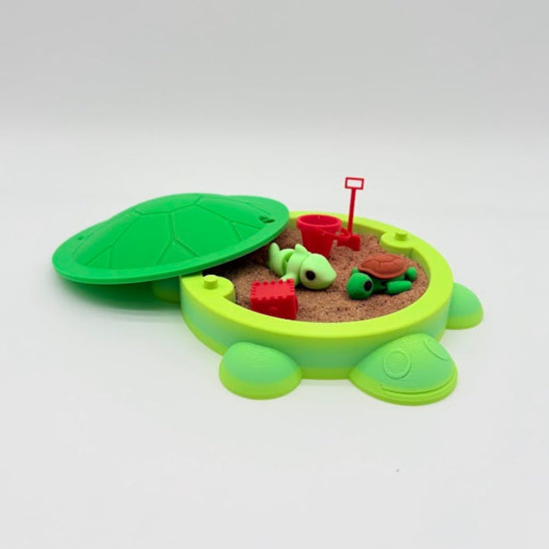 Turtle Desktop Sandbox – 3D Printed Mini Beach with Kinetic Sand