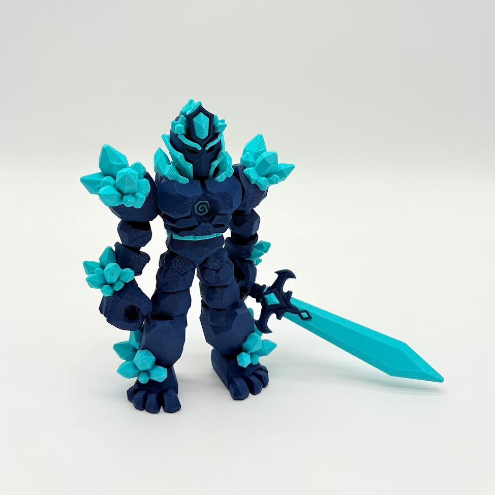 7” Crystal Warrior Articulated Figure | Posable Fantasy Warrior + Removable Sword