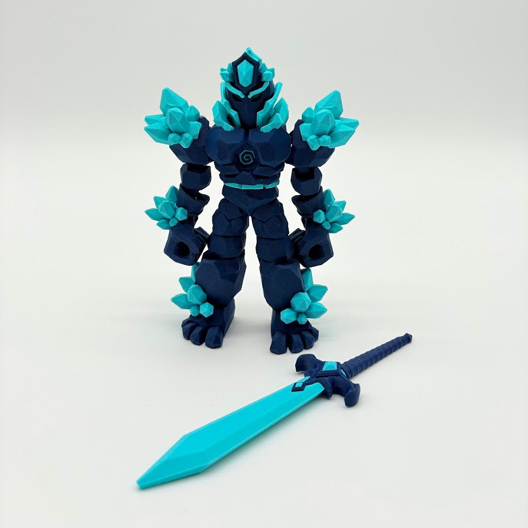 7” Crystal Warrior Articulated Figure | Posable Fantasy Warrior + Removable Sword