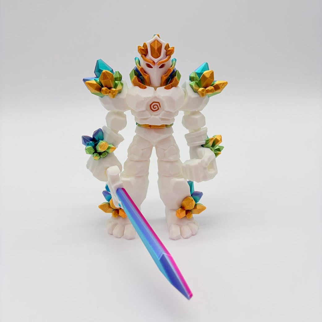 7” Crystal Warrior Articulated Figure | Posable Fantasy Warrior + Removable Sword
