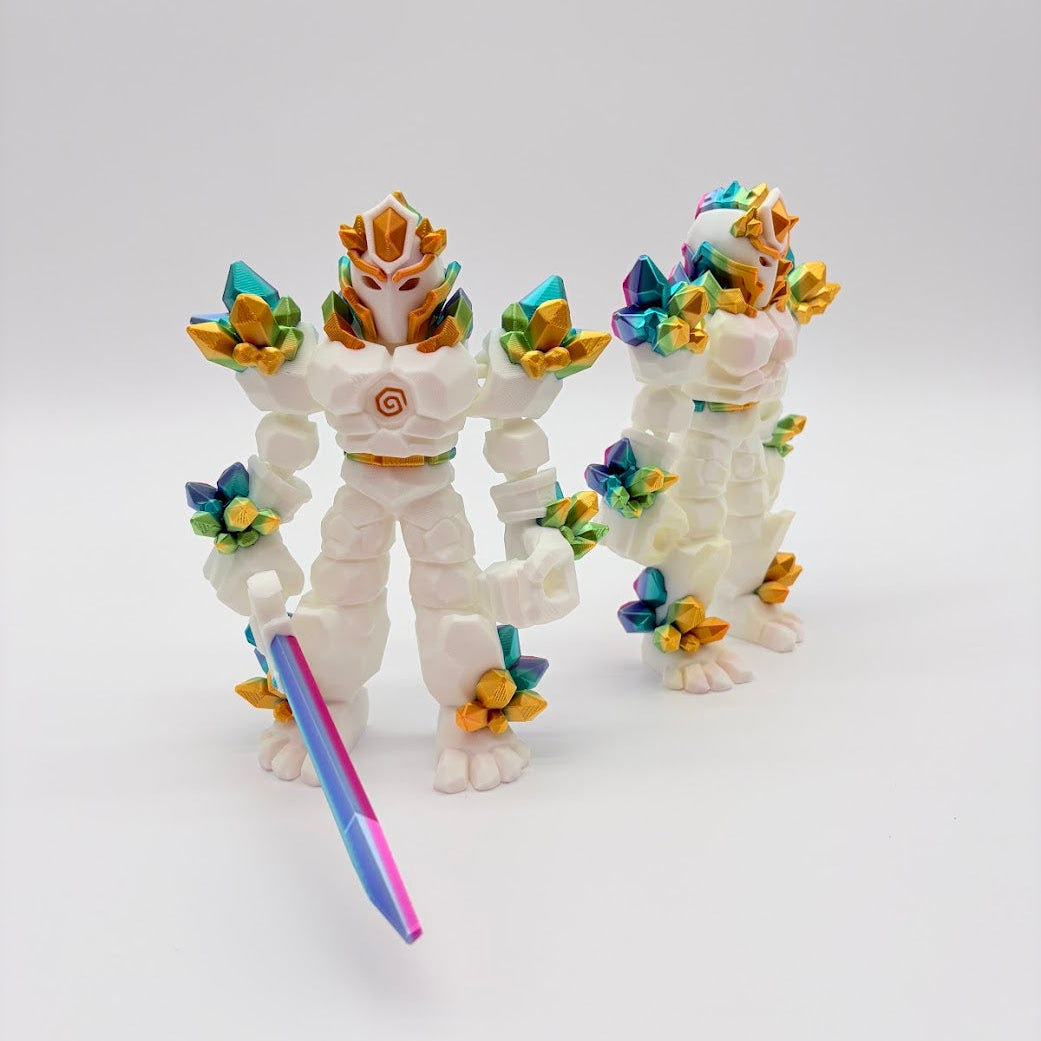 7” Crystal Warrior Articulated Figure | Posable Fantasy Warrior + Removable Sword